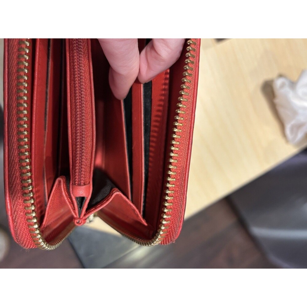 Authentic HOT Red GUCCI Guccissima Leather Zipper Wallet W/ COA Box Fits IPhone - Picture 15 of 16
